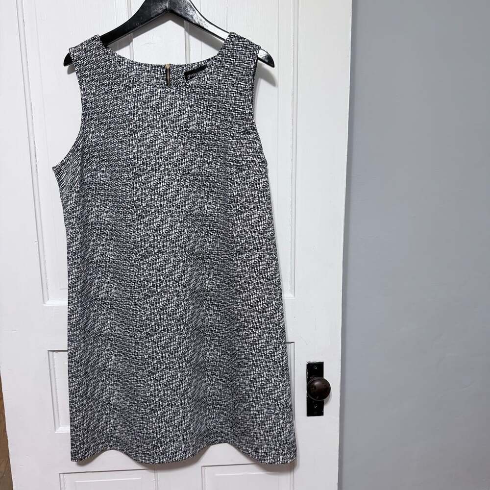 Grayson Black and White Scribble Abstract Print Sleeveless Shift Dress XL